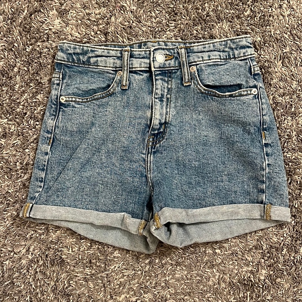High waisted denim mom shorts